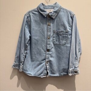 Zara Kids Denim Snap Long Sleeve Shirt Size 3-5 Years